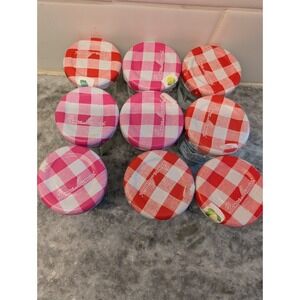 Bonne Maman Empty Mini  (1 oz.) Glass Jars with Red + Pink Lids - Lot of 9